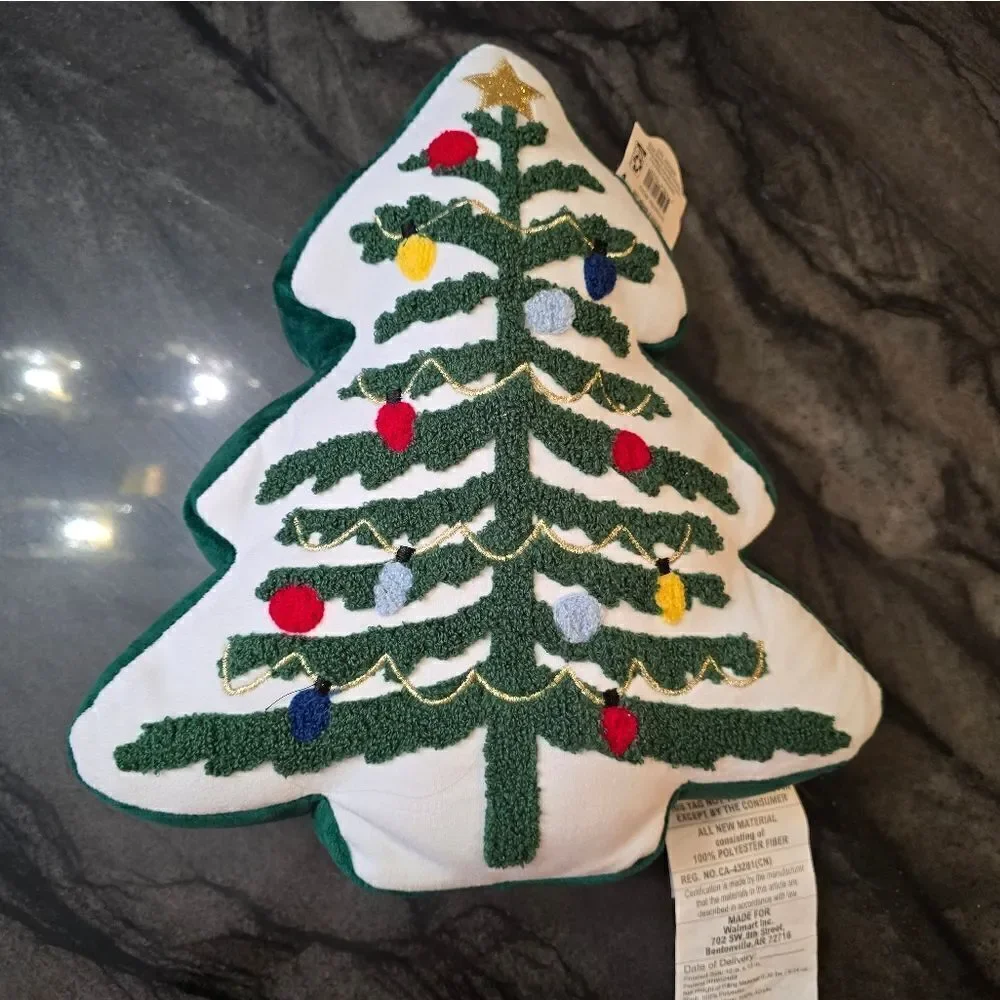 Holiday Time Green Holiday Pillows with Christmas Tree Design